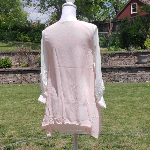 Me pink white long sleeve doubled layered top XL - Picture 2 of 7